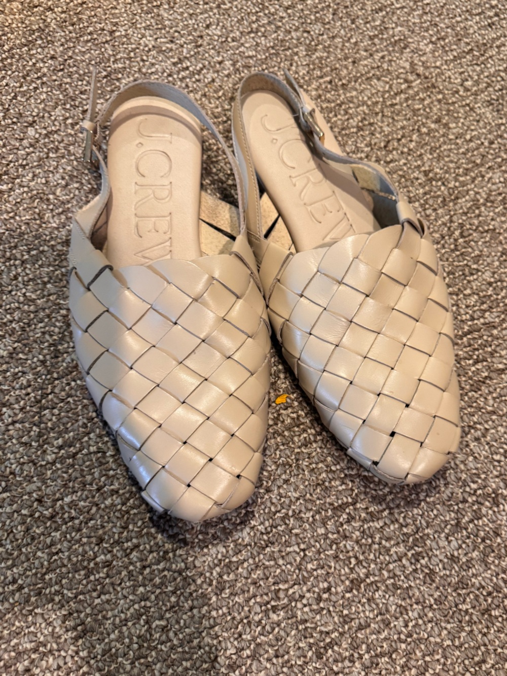 J. Crew Woven Leather Slingback Flats in Light Beige